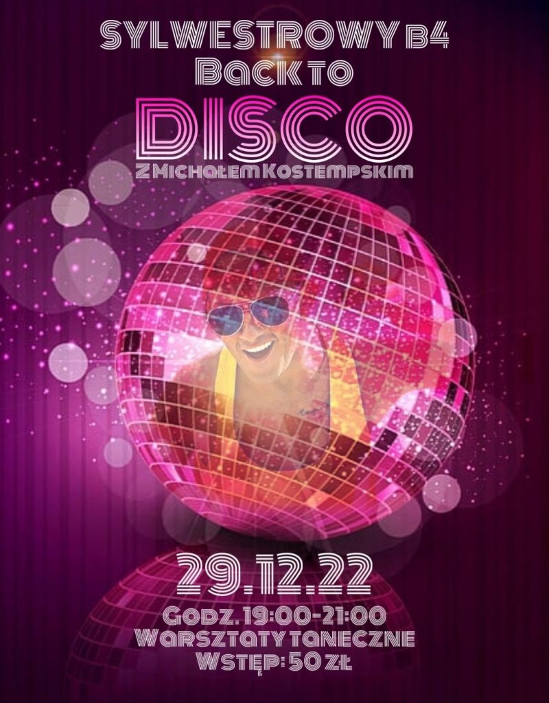 Kula disco na plakacie wydarzenia sylwestrowego